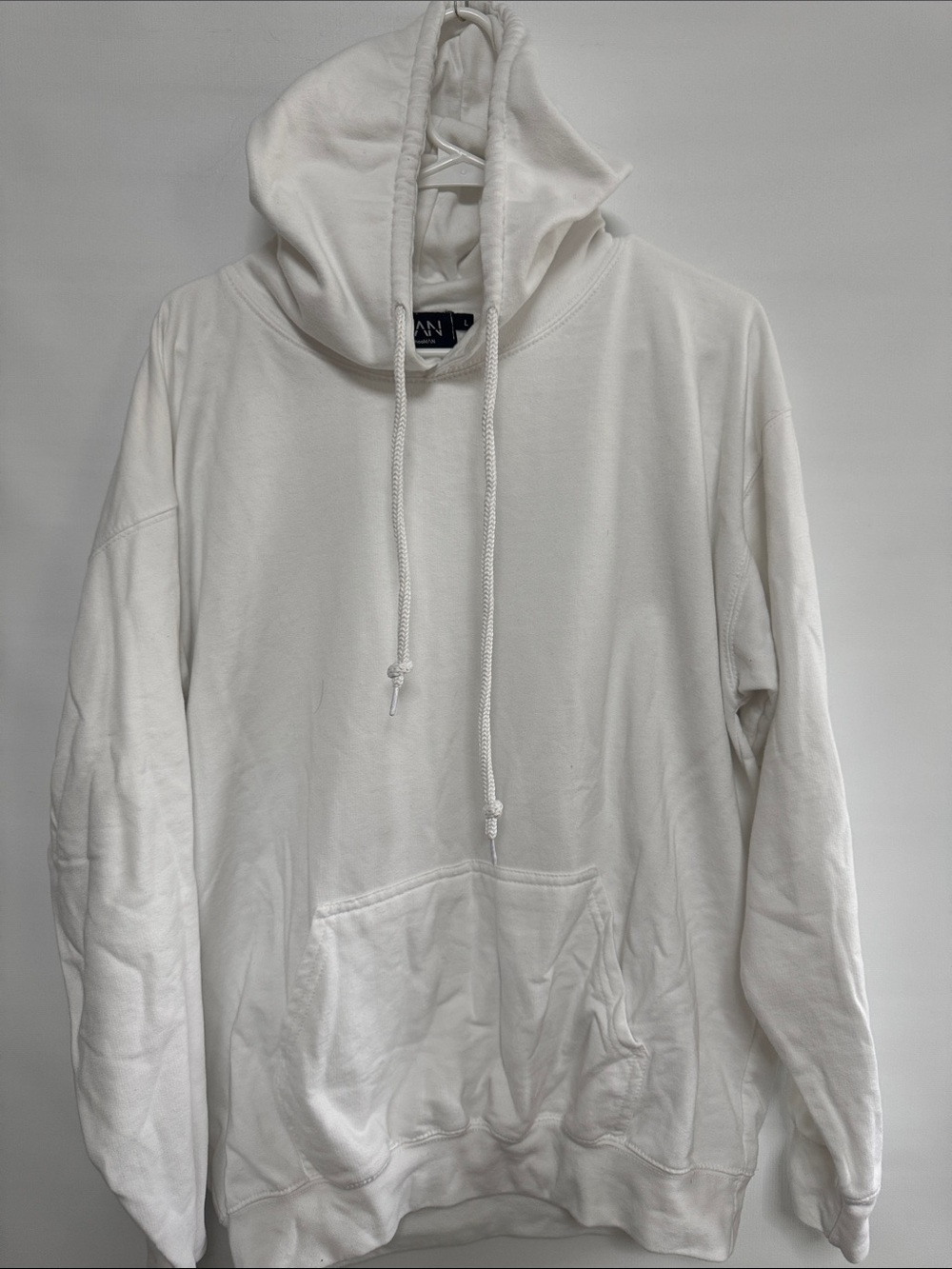 MAN Off-White Pullover Hoodie with Drawstring